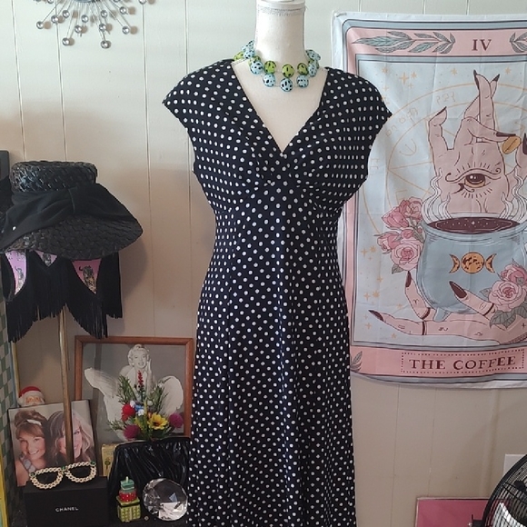 Chaps Dresses & Skirts - Polka Dot Dress By Chaps Empire Waist Size Medium